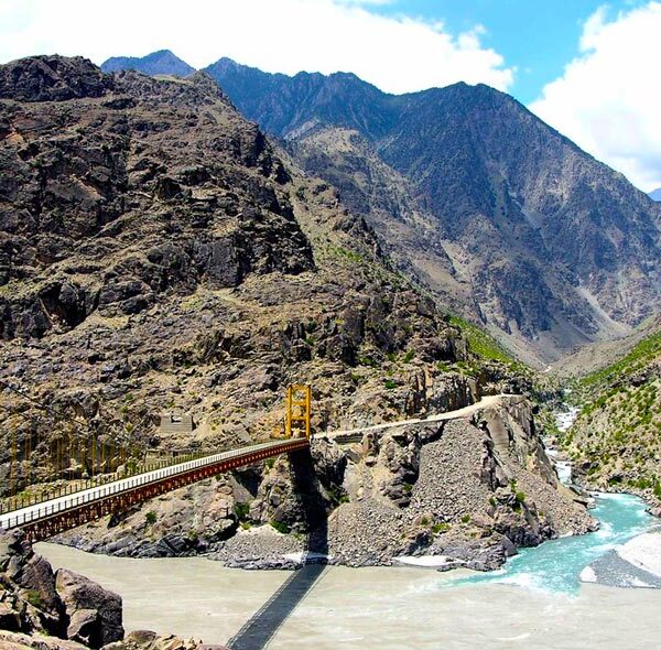 Suspension bridge over Indus