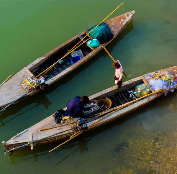 Manchar Lake boats top view